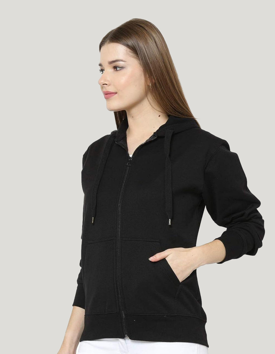 Collection of Black Zipper Hoodie in a gallery layout