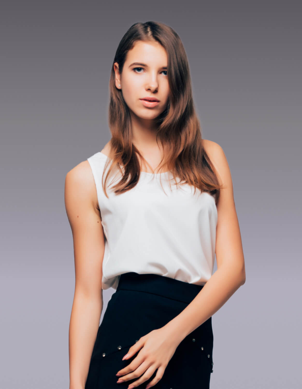 Sleek Blouse and Beaded Skirt