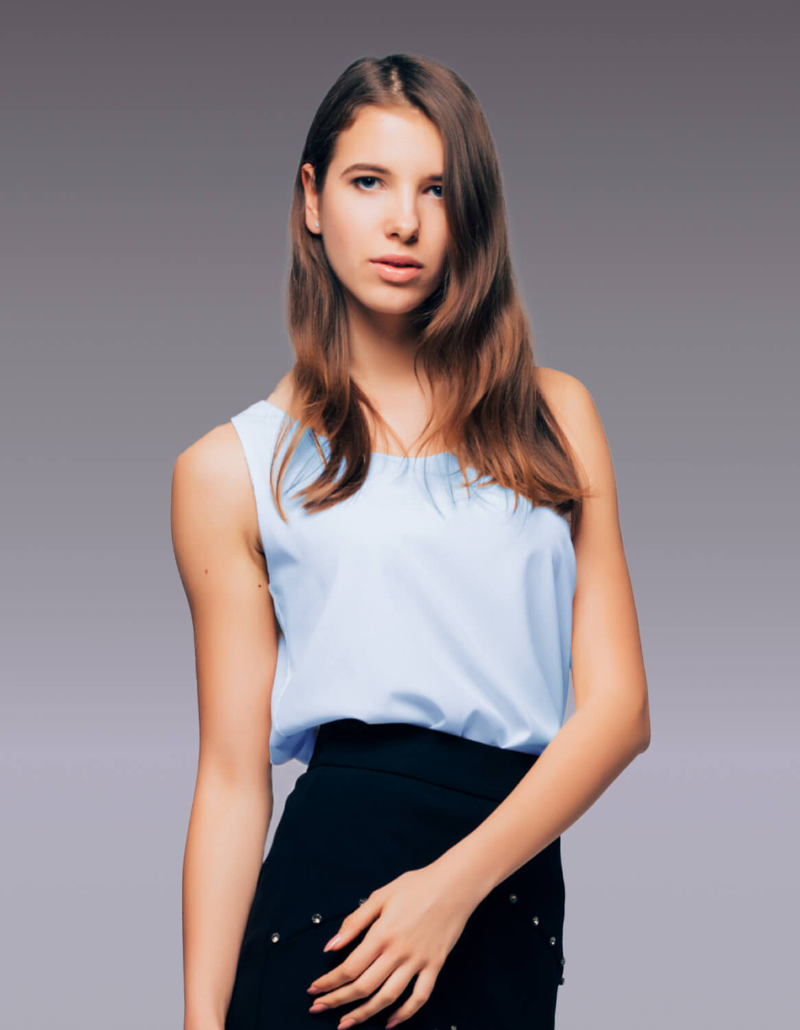 Image of Sleek Blouse and Beaded Skirt