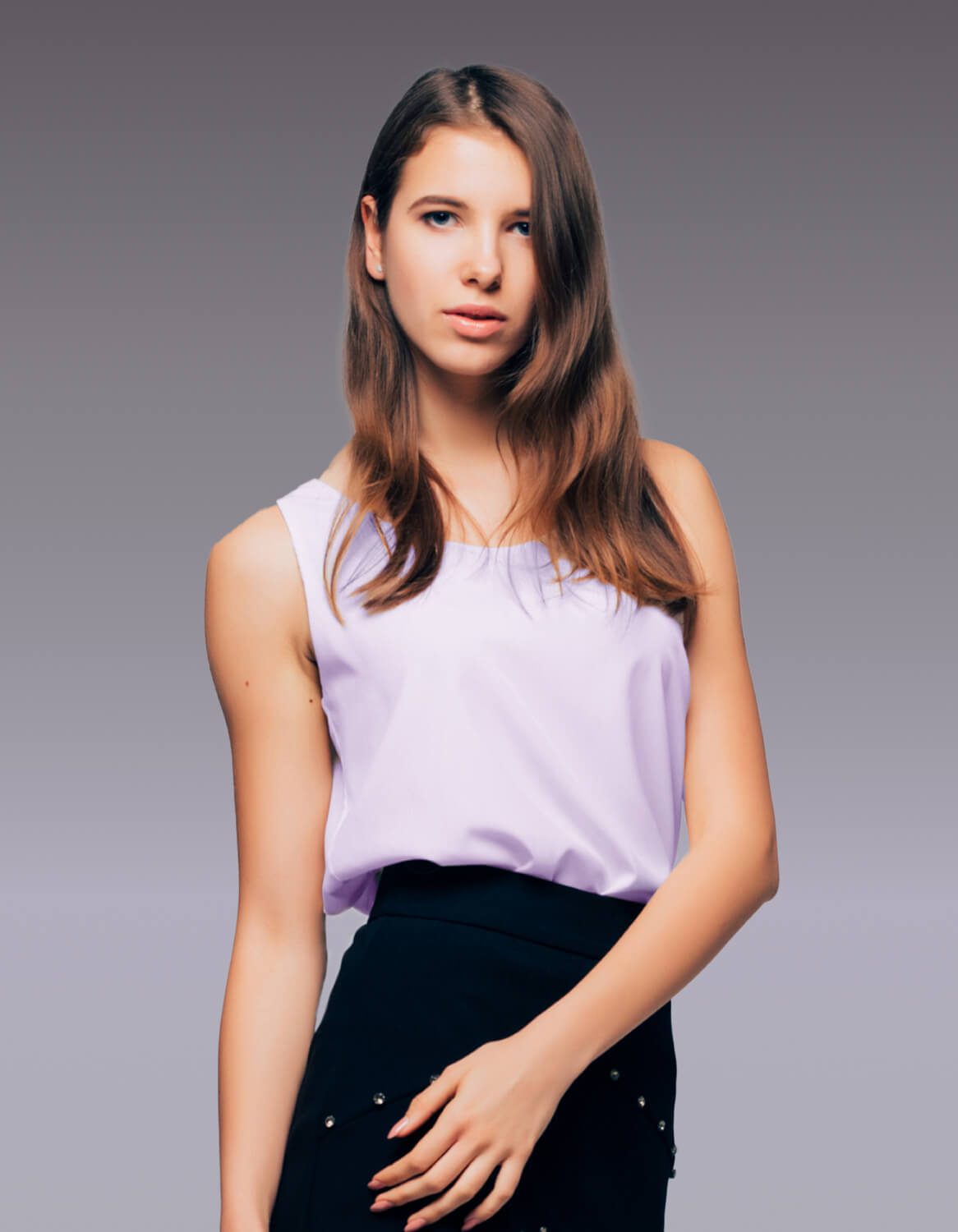 Image of Sleek Blouse and Beaded Skirt