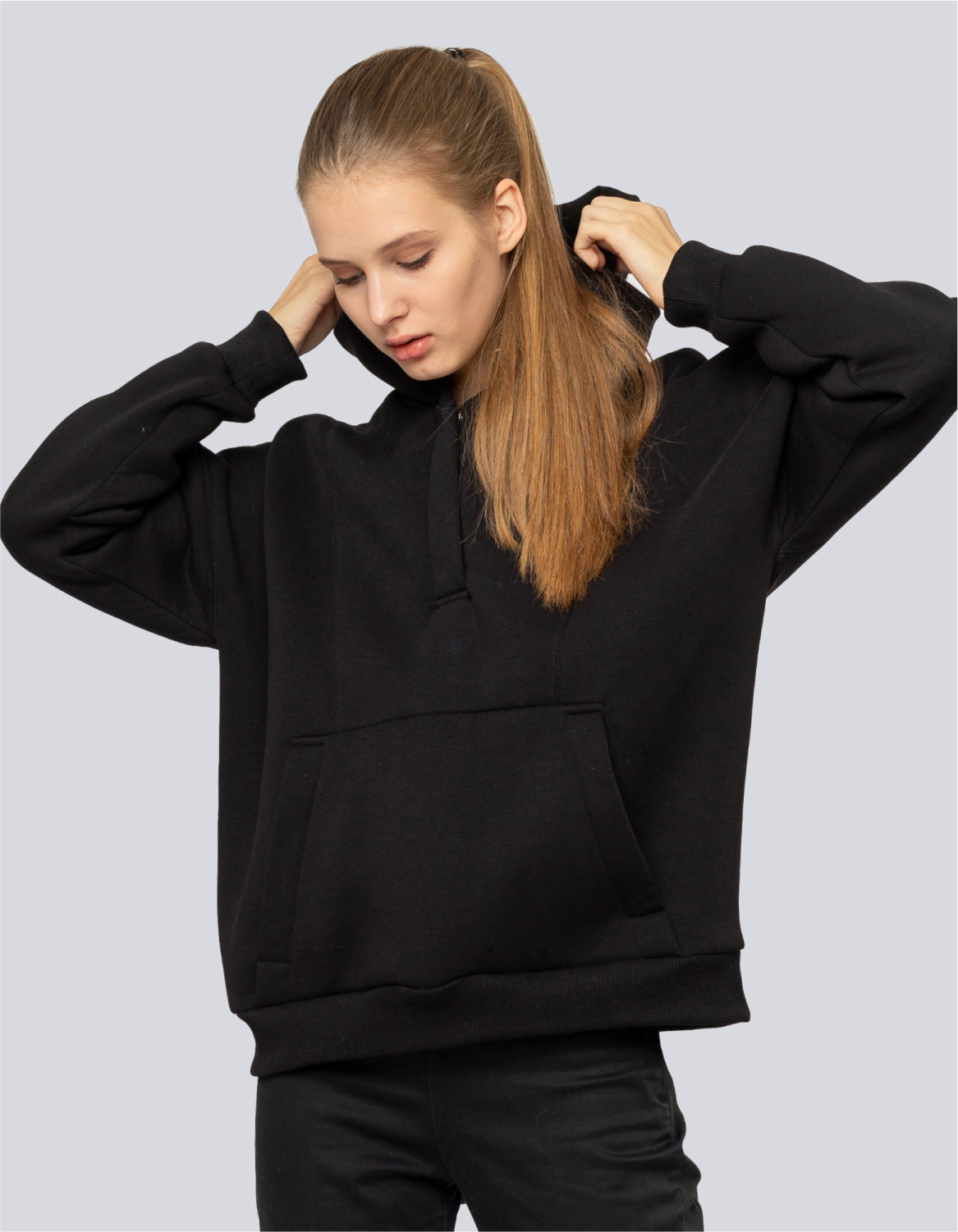 Collection of Women Black Hoodie in a gallery layout