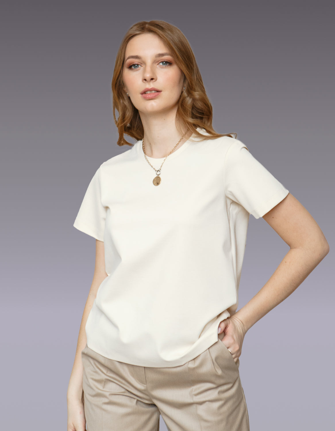 T-shirt blanc cassé Femme