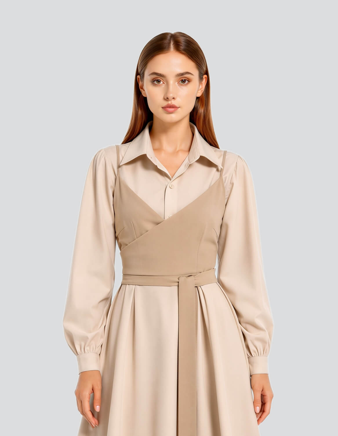 Long Sleeve Belted Dress