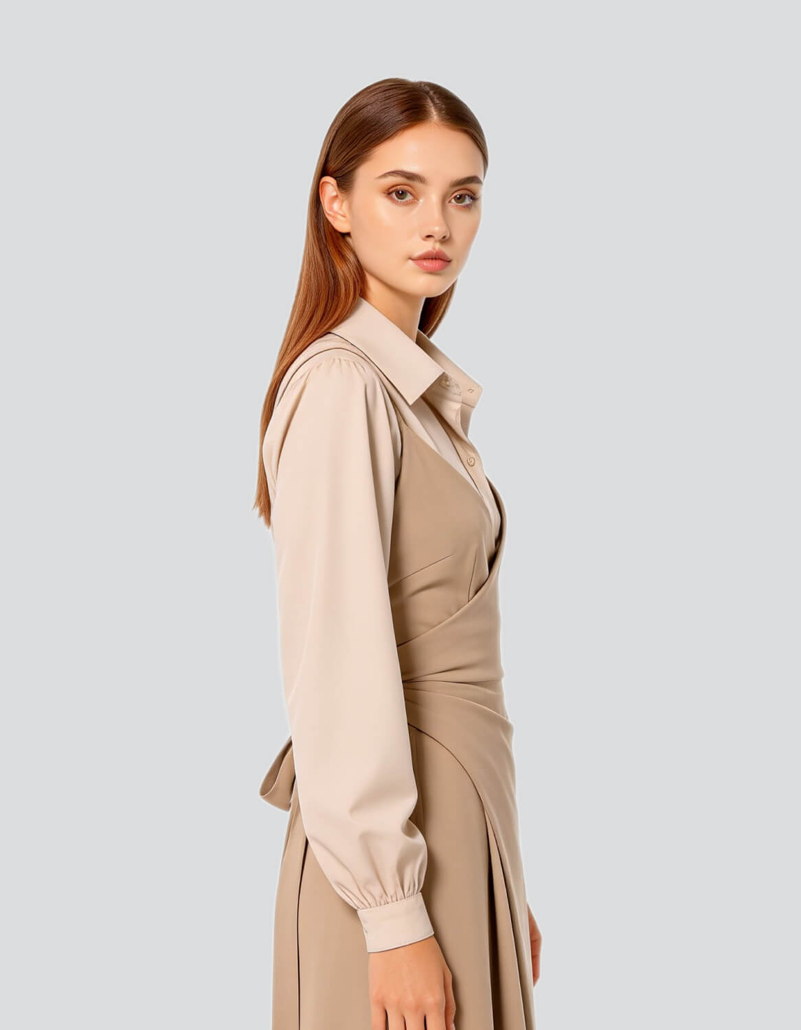 Image of Long Sleeve Belted Dress