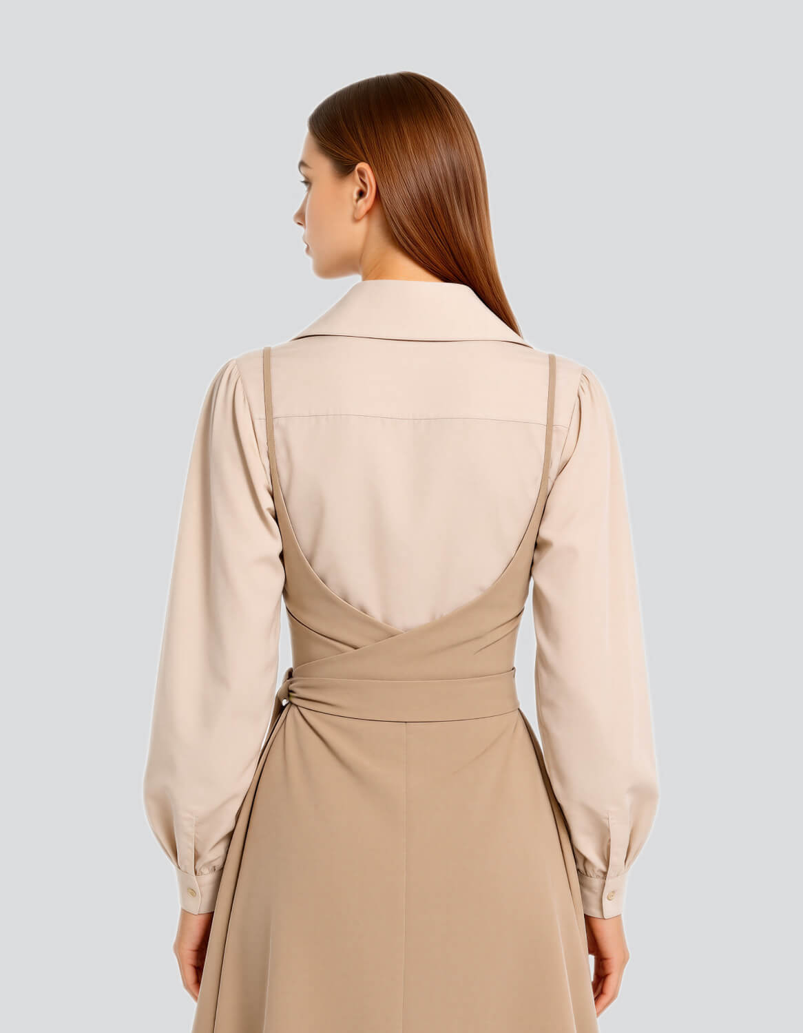 Image of Long Sleeve Belted Dress