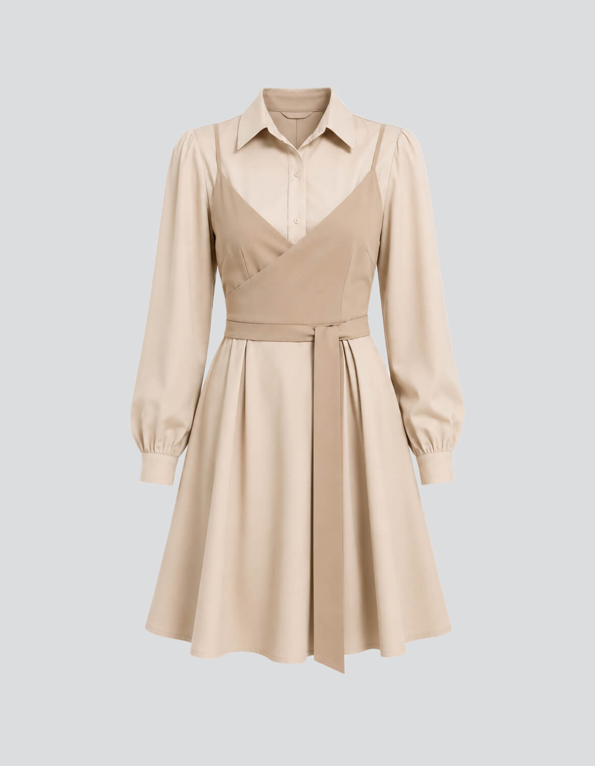 Long Sleeve Belted Dress