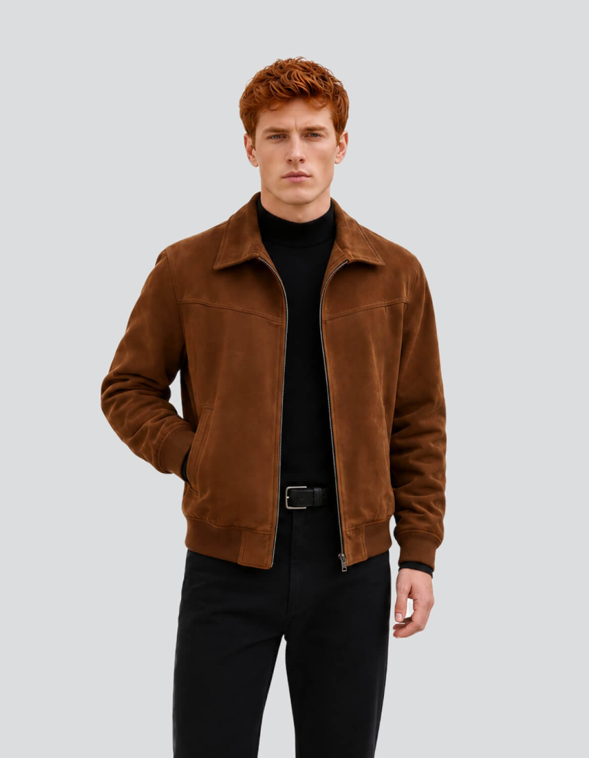 Image of Suede Bomber Jacket