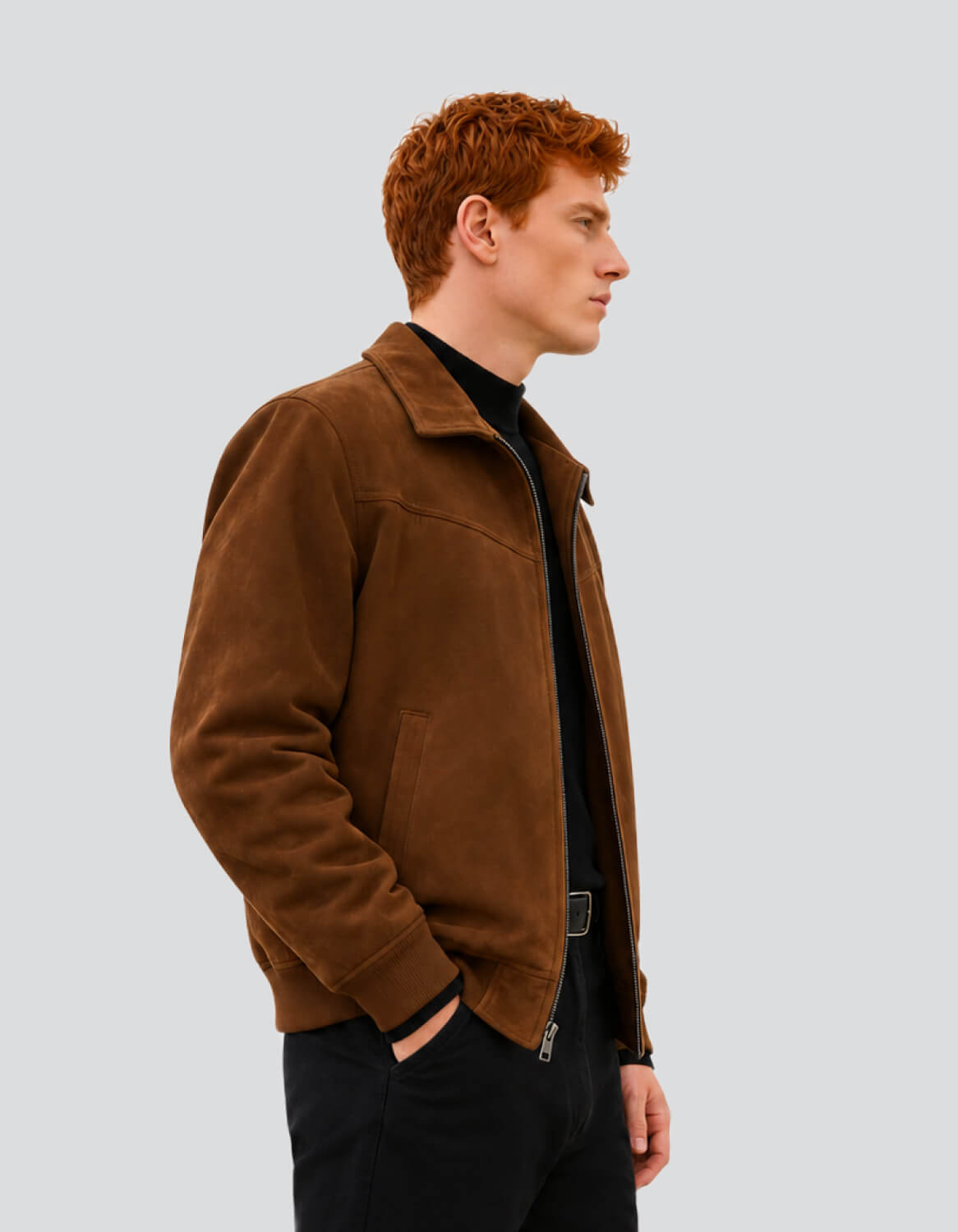 Image of Suede Bomber Jacket