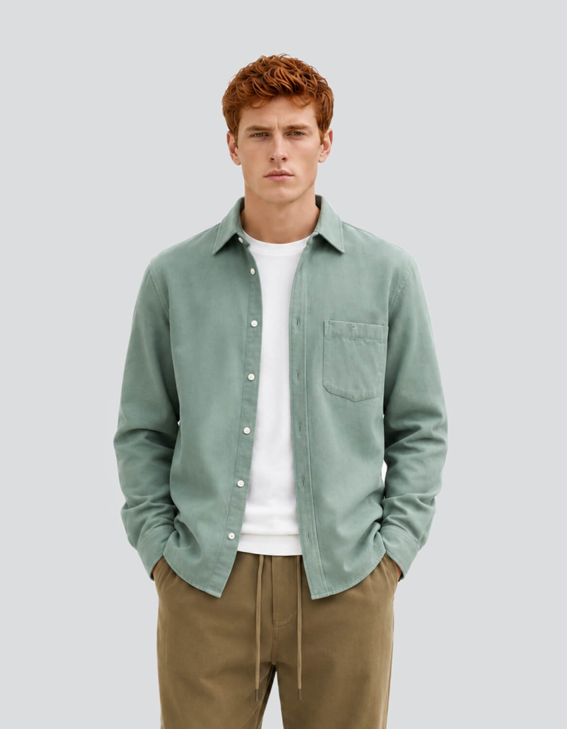 Image of Solid Casual Overshirt