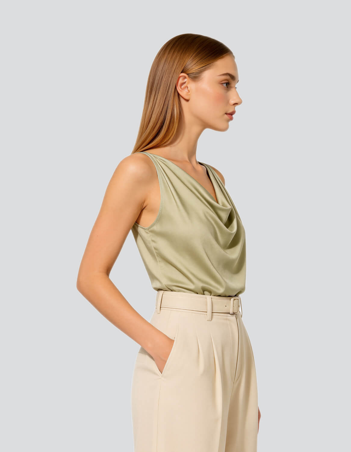 Satin Cowl Neck Top