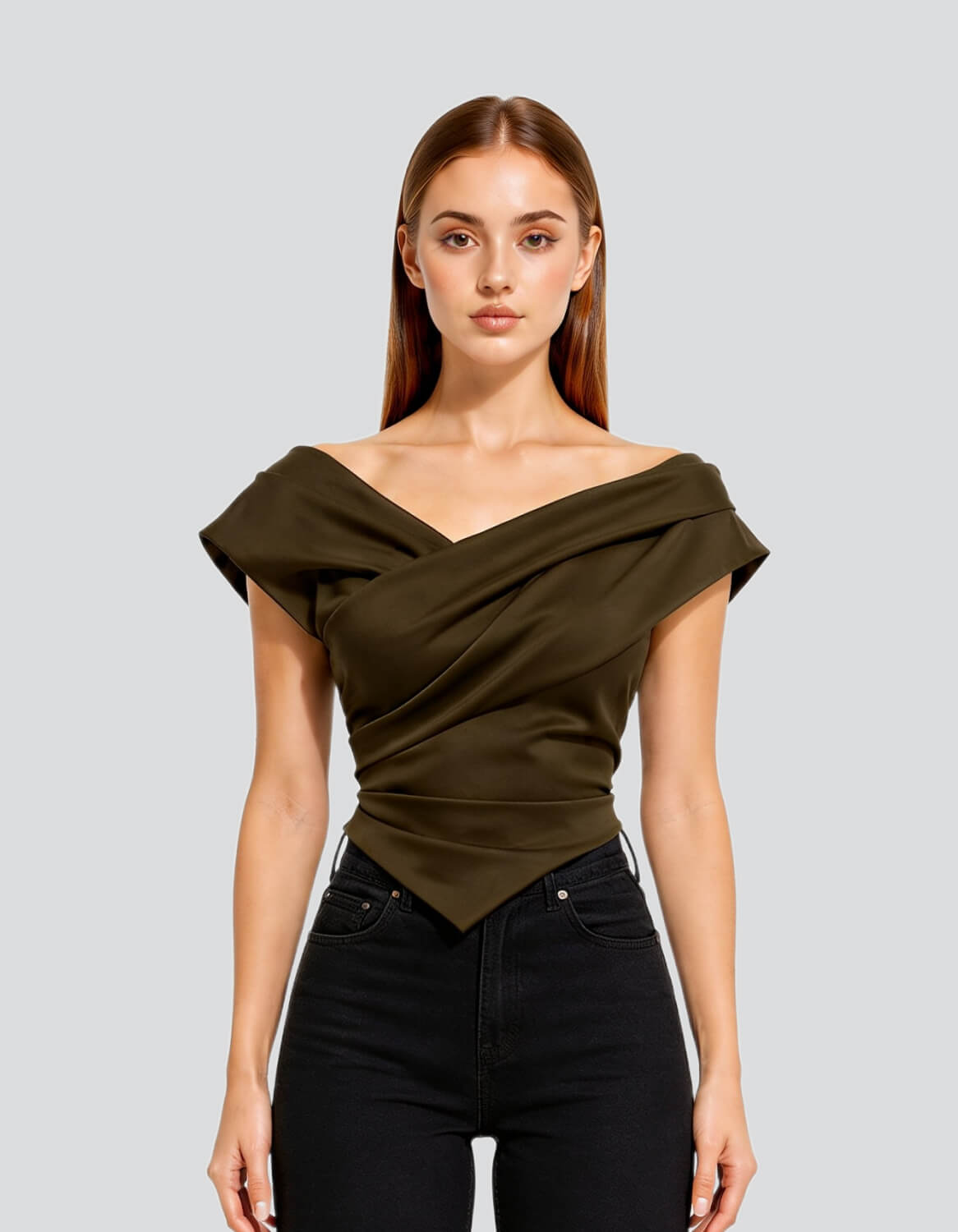 Image of Off-Shoulder Wrap Front Top